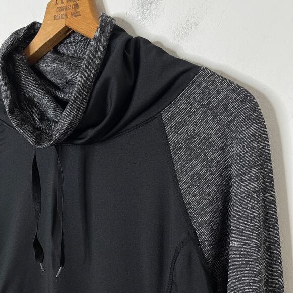 Reebok Women's Athletic Pullover Top M Black & Gray Funnel Cowl Neck Long Sleeve - Picture 4 of 10